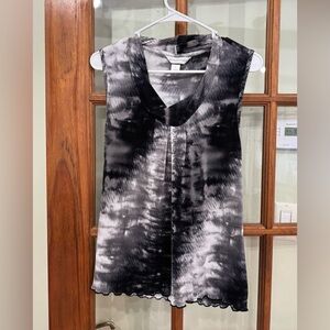Christopher & Banks Monochrome Black White Gray Sleeveless Blouse Top